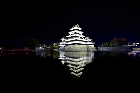 Japanese Castle At Night Wallpapers On Wallpaperdog