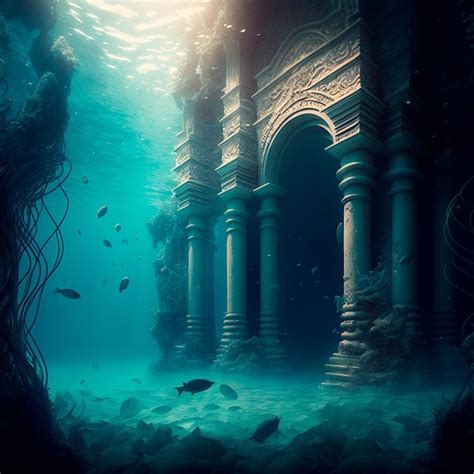 Premium Photo Underwater Lost City Atlantis And Its Ruins