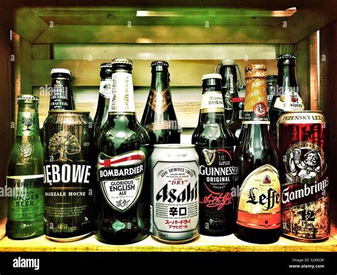 Collection Of Different Beers In Bottles And Cans Stock Photo Alamy