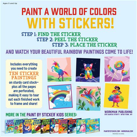 Paint By Sticker Kids Rainbows Everywhere Workman Publishing Company