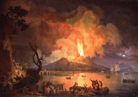 eruption of mount vesuvius with the ponte della maddalena in the distance seeing nature