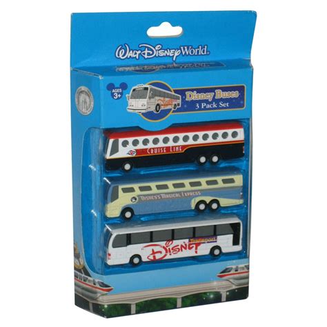 Disney World Theme Park Store Authentic Buses 3 Pack Toy Car Set