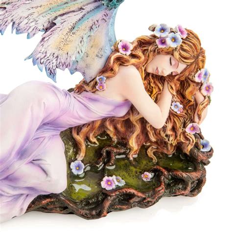 Lavender Fairy Sleeping By Flower Pond Carolina Trading