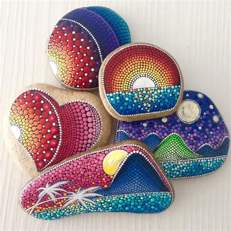 Very Cool Painted Rock Scenes Sunset On Painted Rocks Tropical And