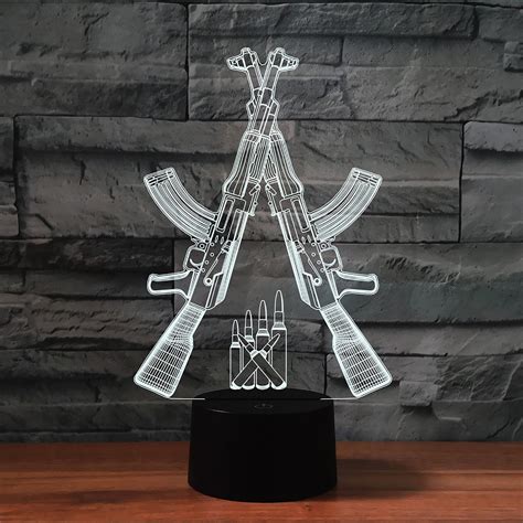 Ak 47 3d Led Lamp Assault Rifle 7 Colors Custom Ts Etsy