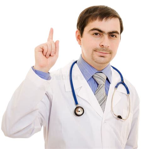 Doctor Points His Finger Up Stock Photo Image Of Handsome Healthy