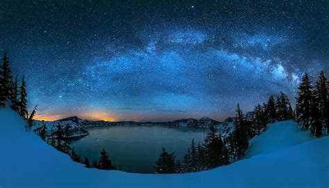 Starry Night Over The Crater Lake By Hua Zhu
