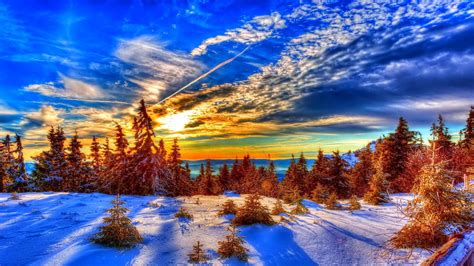 Lovely Winter Sunset Wallpapers Wallpaper Cave
