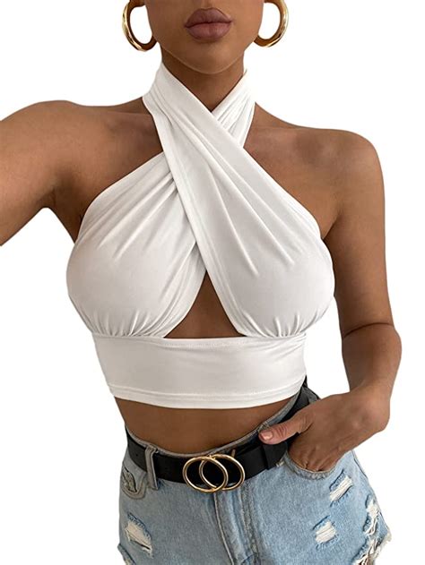 Buy Verdusa Womens Sexy Criss Cross Tie Backless Cut Out Front Crop