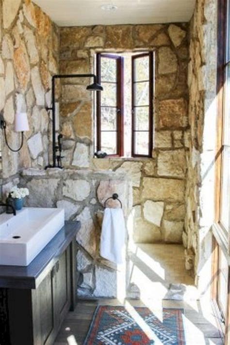 27 Wonderful Bathroom With Stone Wall Ideas Rustic Cottage Bathroom