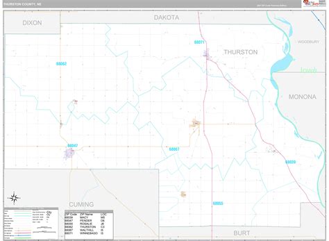 Thurston County Ne Wall Map Color Cast Style By Marketmaps Images And
