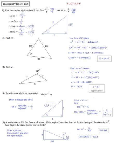 Solve word problems involving right triangles and trigonometric ratios. 30 Geometry Trig Review Worksheet - Free Worksheet Spreadsheet