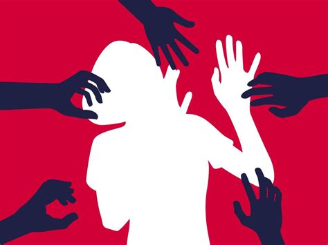 silhouette of woman harassment vector illustration hands of man touching women violence