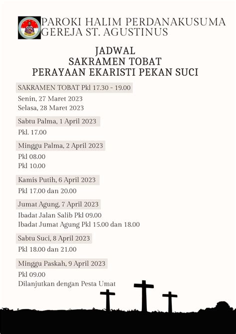 Jadwal Pekan Suci Tri Hari Suci 2023 Seluruh Paroki Di Keuskupan Agung Jakarta Keuskupan