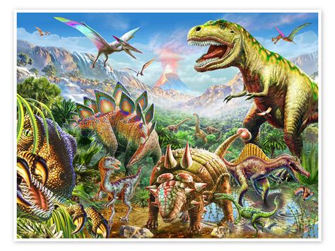 Group Of Dinosaurs Print By Adrian Chesterman Posterlounge