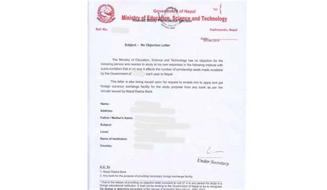 No Objection Certificate Nepal