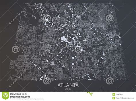 Atlanta Map Satellite View United States Stock Illustration