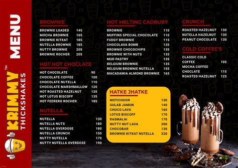 Menu Of Krimmy Thick Shakes Hitech City Hyderabad Dineout