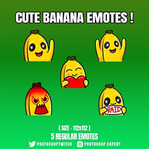 Pack Of 5 Cute Banana Emotes Twitch Emotes Kick Emotes Youtube