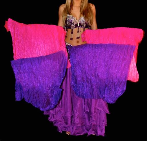 Belly Dance Veil Fan Stage Performance Real Silk Dance Fans Rose Purple