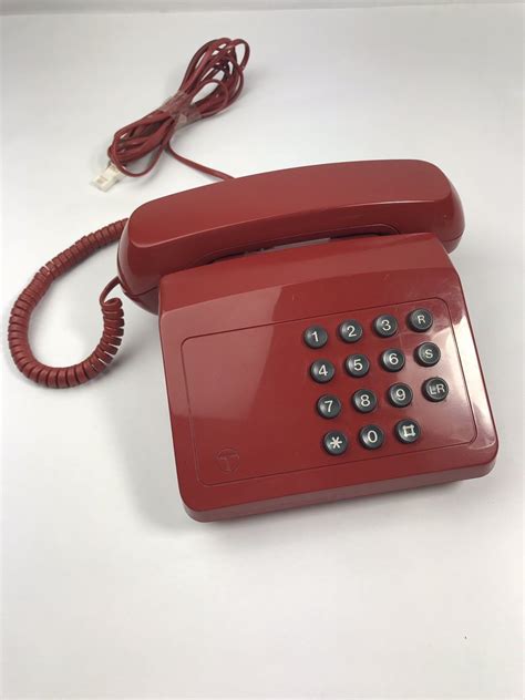 Retro Vintage 1980s British Telecom Bt Red Tribune Push Button