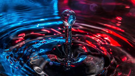 Blue Red Water Drop Waves 4k Hd Abstract Wallpapers Hd Wallpapers