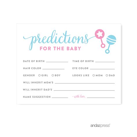 Predictions For Baby Team Pinkblue Gender Reveal Baby Shower Games
