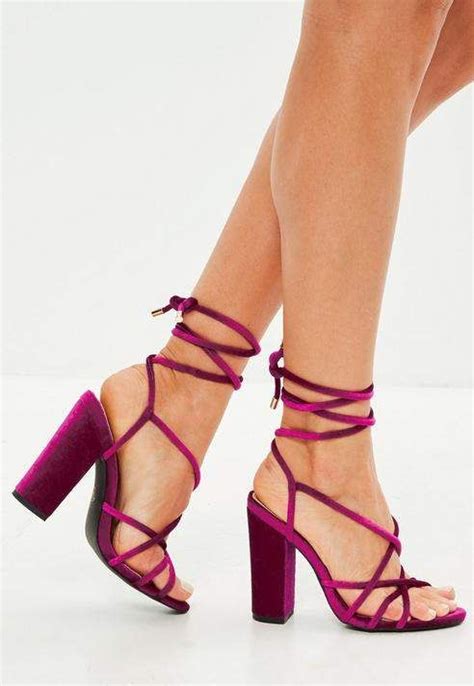 Missguided Pink Velvet Multi Strap Block Heel Sandals Women Shoes
