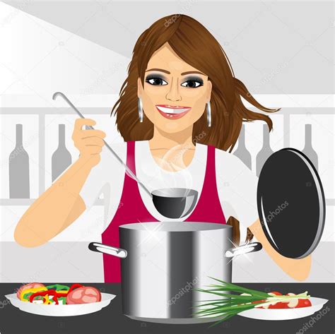 Sonriente Joven Cocina En La Cocina Ilustración De Stock De ©flint01