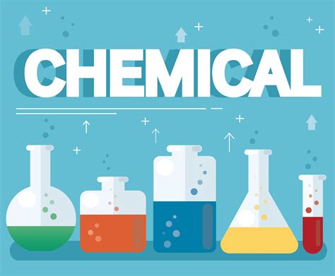 Chemical Text And Colorful Laboratory Filled With A Clear Liquid And