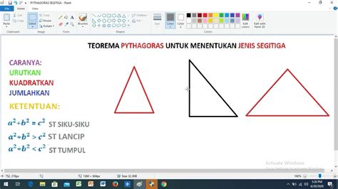 Menentukan Jenis Segitiga Dengan Teorema Pythagoras Youtube
