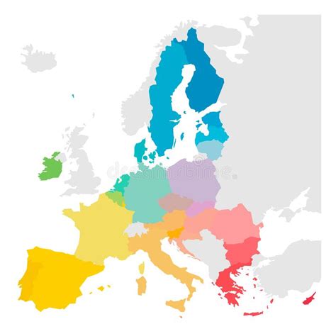 Colorful Vector Map Of Eu European Union Member States After Brexit