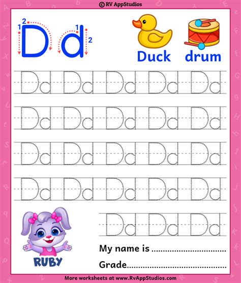 Alphabet Dd Letter Printable Letter Dd Tracing Worksheets