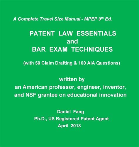 Amazon Com Patent Law Essentials And Bar Exam Techniques Daniel Fang