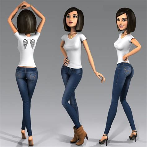 3d Model Cartoon Character Young Woman Female Character Design Girl Cartoon Women