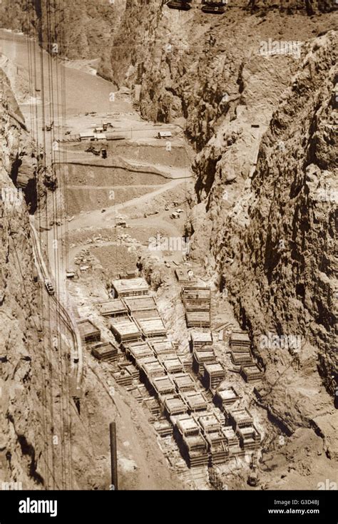 The Hoover Dam Boulder Dam Nevada Usa Construction Phase With