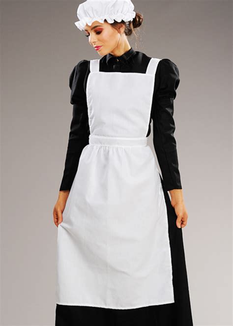 Womens Deluxe Victorian Maid Long White Apron
