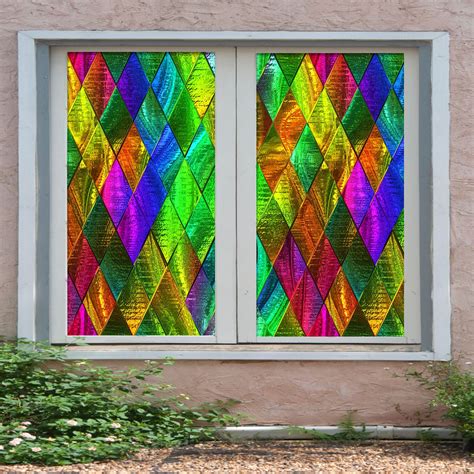 3d Green Diamond 221 Window Film Print Sticker Cling Stained Glass Uv