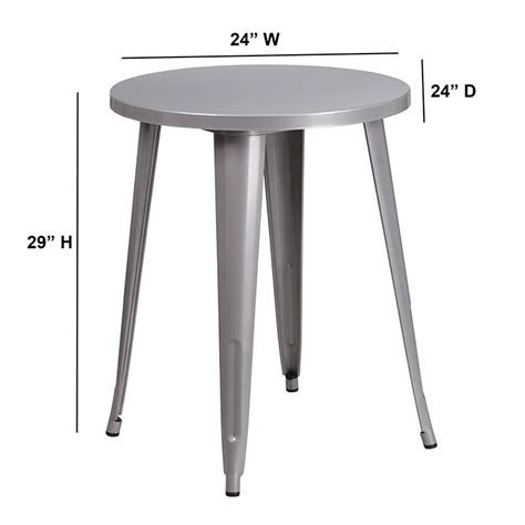 Flash Furniture 24 Round Silver Metal Indoor Outdoor Table Ch 5108