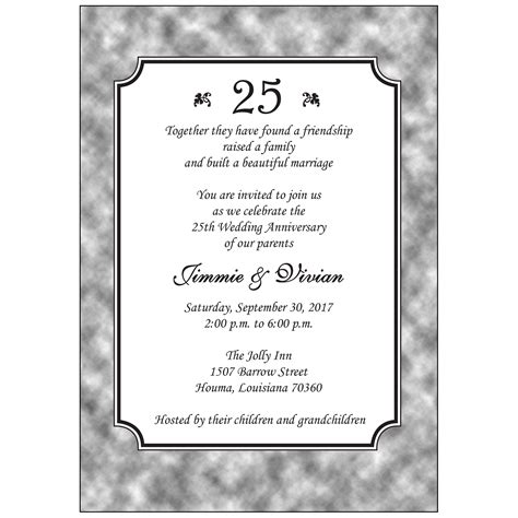 25th Wedding Anniversary Party Invitations Wording Photos Cantik