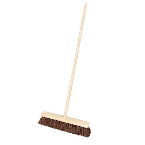 18 Stiff Natural Bassine Broom Head With Strong Wooden Brush Handle