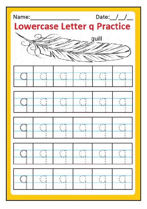 Lowercase Letter Q Practice Worksheet Free Printable Preschool Crafts