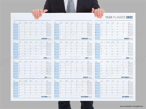 2023 Big Yearly Horizontal Annual Printable Wall Planner Etsy