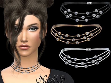 Three Layered Choker With Crystals By Natalis At Tsr Sims 4 Updates