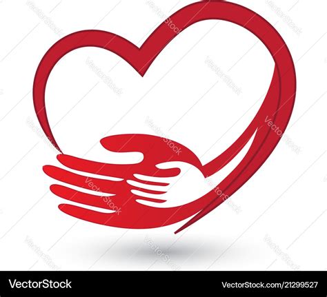Helping Caring Hands With Heart Icon Logo Vector Image