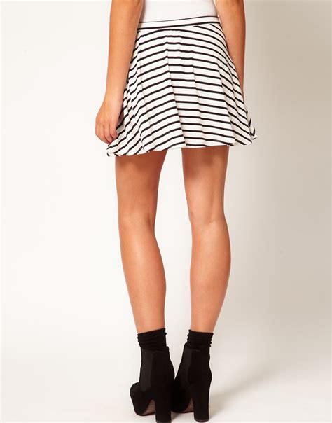 Asos Collection Skater Skirt In Stripes In Black Lyst