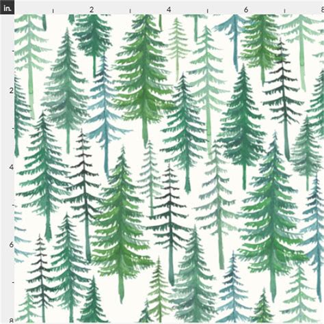 Evergreen Trees Fabric By The Yard Quilting Cotton Organic Etsy