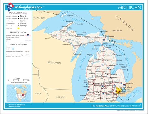 200482 bytes (195.78 kb), map dimensions: Map of Michigan (Street Map) : Worldofmaps.net - online ...