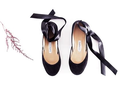 Black Suede Ballet Flats With Satin Ribbons By Thewhiteribbon