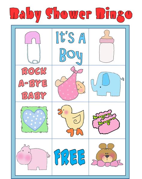 Juegos dinámicos para baby shower de niño. Bingo en Colores para Baby Shower para Imprimir Gratis ...